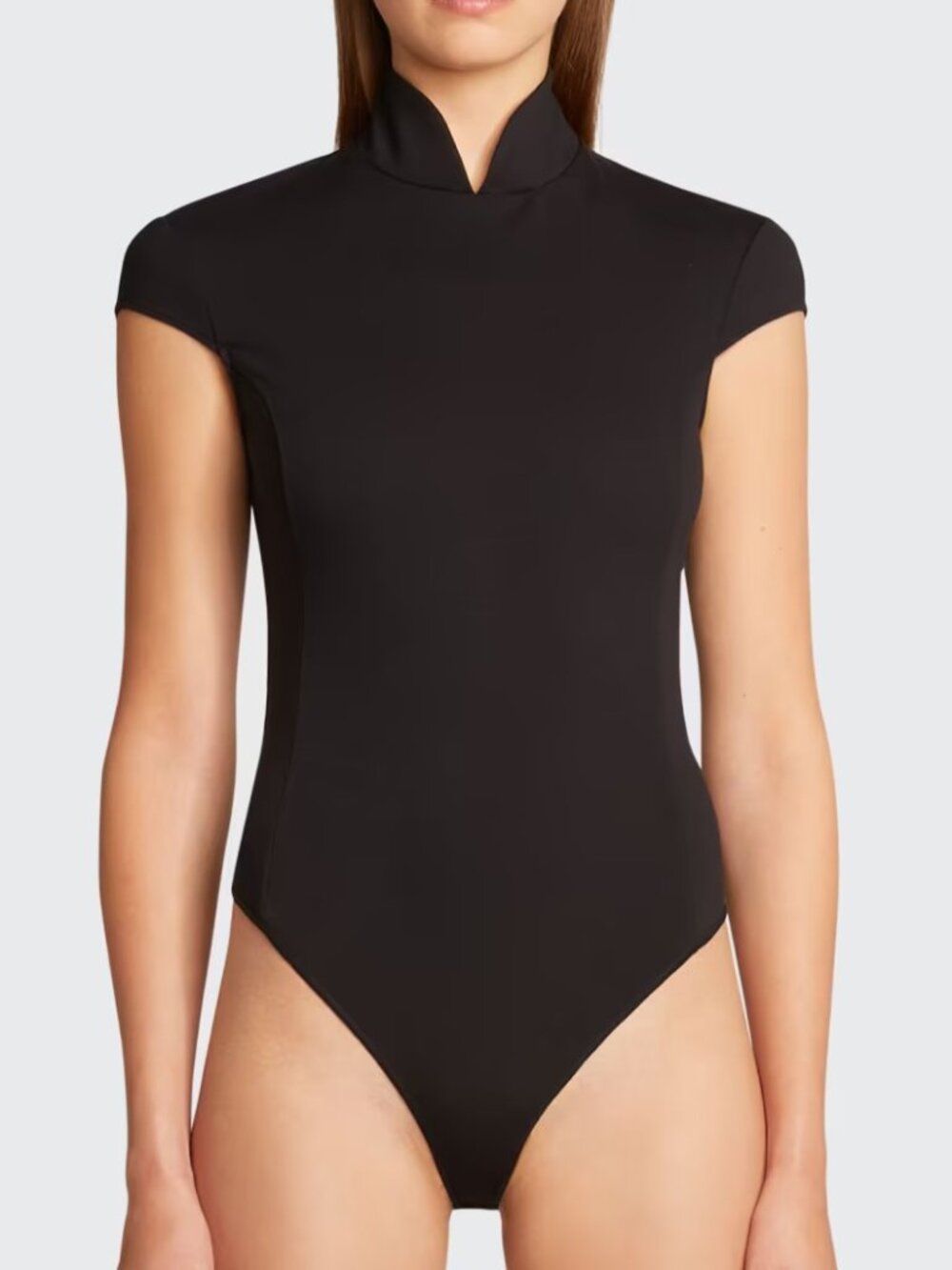 Amina Muaddi x Wolford Mandarin Collar Bodysuit in Black, Large - NWT